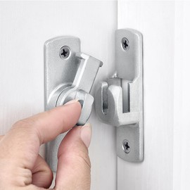 Wocoe Silvery 90/180 Degree Flip Barn Door Lock, Protect Privacy - Security Door Latch, Gate Latches Hardware for Barn Door,Cabinet,Window,Bathroom,Garden,Sliding Door