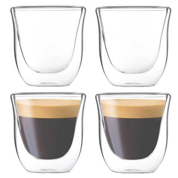 Youngever 4 Pack 85ML Espresso Cups, Double Wall Thermo Insulated Espresso Cups, Glass Coffee Cups, 2.8 Ounce