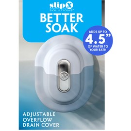 SlipX Solutions Better Soak Adjustable Overflow Drain Cover, Oval, White