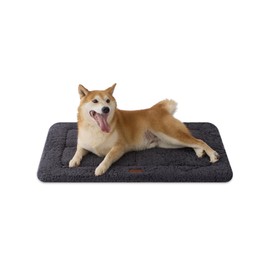 Joydeco Low-Profile Dog Mat Reversible Bed Pad, Washable Dog Crate Pad with Ultra Soft Fleece, Compact Design Kennel Bed Mats for Large Medium Small Pets, 89x58cm, Dark Grey