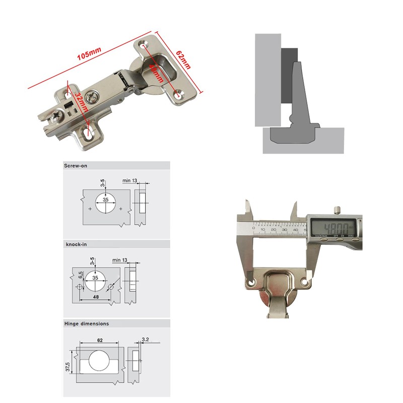 LIKERAINY 95 Degree Corner Stop Hinge 35 mm with Sliding