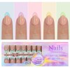 GZMAYUEN Pastel Press On Nails Almond, Pastel Blue Purple Pink