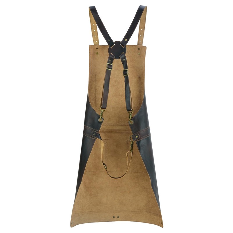 Premium Leather Apron, 2 Zip Pockets & Tool Holder, Split