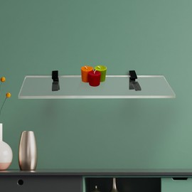Clear Acrylic Shelves for Wall Storage, 6" W X 24" L, 3/4" Thick Wall Mounted Floating Shelves for Bedroom, Living Room, Bathroom, Kitchen -‎Easy Installation with Screws and Black Finish Brackets