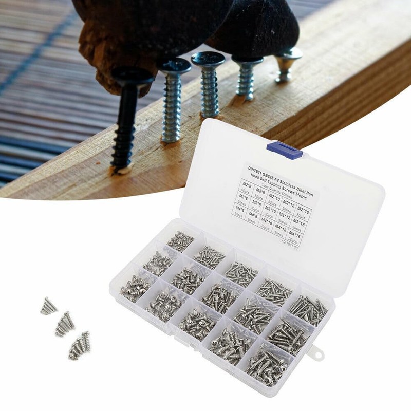 500pcs M2 M3 M4 304 Stainless Steel Pan Flat Head