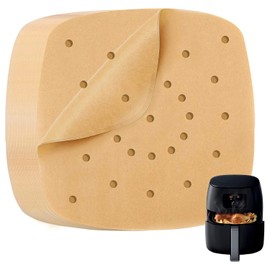 Katbite 200Pcs 9 Inch Parchment Paper, Heavy Duty Perforated, Unbleached Liners, Squares for Air Fryer, Steamer, Oven, Frying Chicken