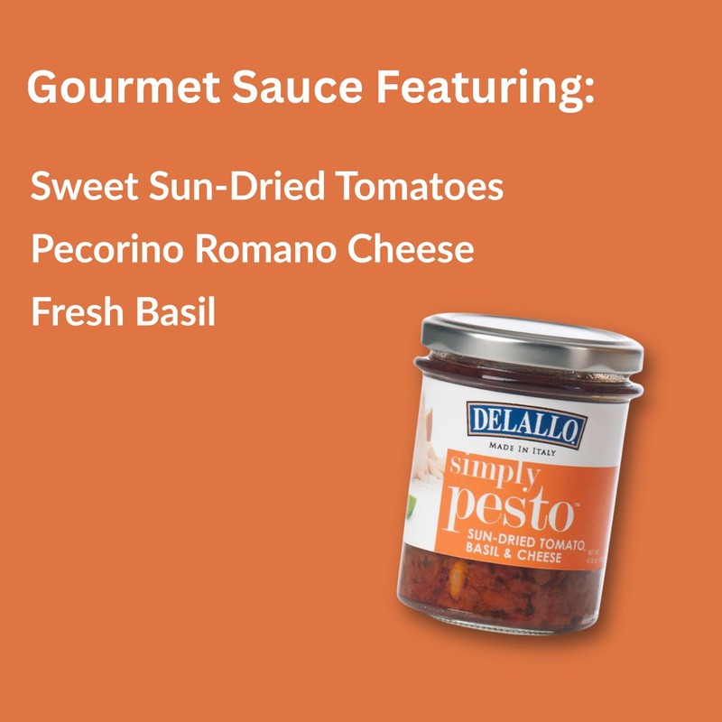 DeLallo Sun-Dried Tomato Basil Pesto Sauce, Made with Sweet Sun-Dried