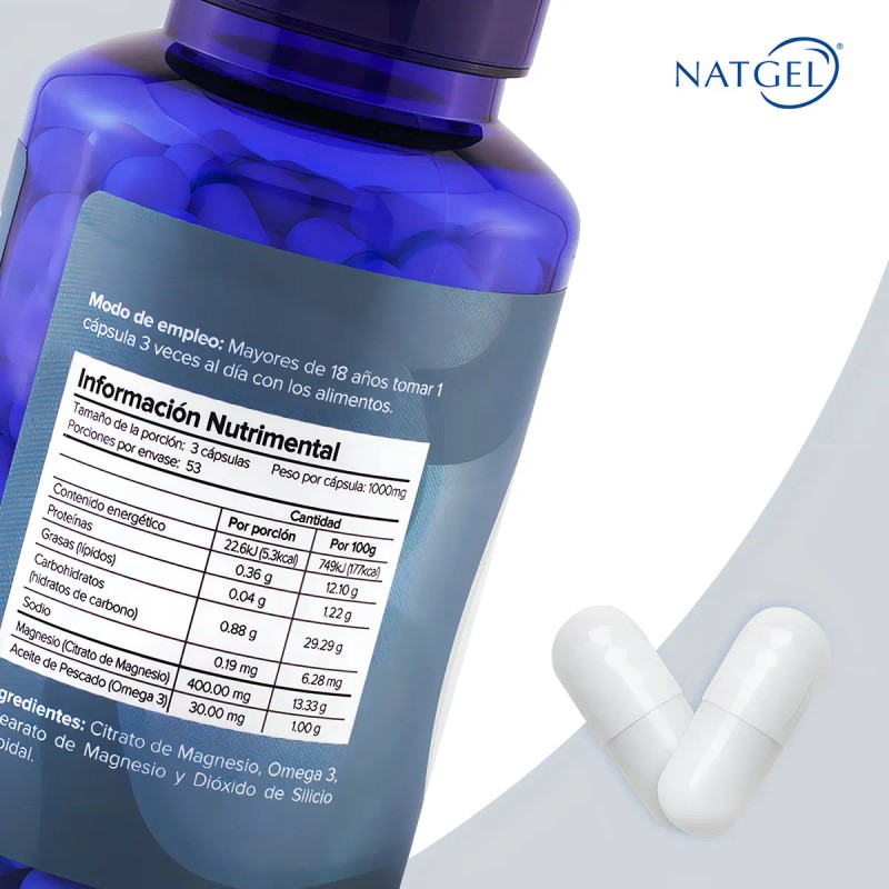 Citrato De Magnesio + Omega3 | 160 Capsulas De 1g