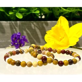 Crystal Wholesale Lot 6 Pcs Natural Mookaite 6mm 7.5” Crystal Healing Stretch Bracelet
