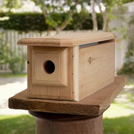 Bird Habitats Horizontal Bluebird House – Predator-Resistant Nest Box by Frank Zuern – 1" Pine Horizontal Birdhouse Simulates Tree Limb for Eastern Bluebirds – Ventilated, Durable, Made in USA