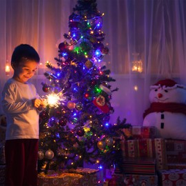 39ft 100 LED Christmas String Lights - Indoor/Outdoor, Warm White, Timer & 8 Modes, Plug in Twinkle Fairy Lights for Bedroom, Classroom, Christmas Tree Decorations