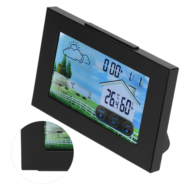 Weather Clock with Color Touch Screen Backlight Indoor Outdoor Thermometer