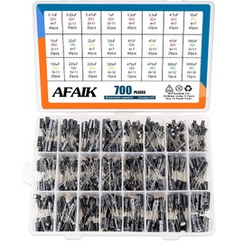 Elkos Capacitor 24 Value 700 Pieces Elkos Capacitor Assortment Electrolytic Capacitor Set from 0.1uF to 1000uF 10V 16V 25V 50V Elko Capacitors Aluminium Capacitor Kit with Storage Box