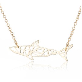 La Espoir Orugami - Collar con colgante de tiburón de papel, Cristal