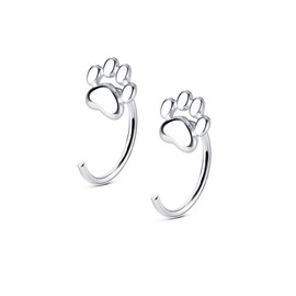 K.L.Y Cat Earrings, Women's, Popular, 925 Silver, Hooks, Pair of Ears, Cat Paw Earrings, Sterling Silver, Hypoallergenic, Cute, Birthday Gift, Accessory, Silver Sterling Silver