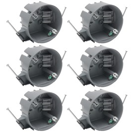 YQSIYU 4” Dia Groundable New Work Electrical Box, Gray Plastic New Work Round Electrical Box,Plastic New Work Outlet Box for Switches 20 CU.in. with ETL .(6 Pack)