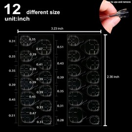 SIUSIO 840 PCS Thin Breathable Nail Adhesive Tabs False Nail Tips 35 Sheets Super Sticky Double Sided Jelly Adhesive Tabs Nail Glue for Manicure Fake Nail-12 Sizes