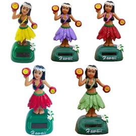 Yellow Hawaiian Dashboard Ornament with Kinetic Dance Motion, Solar-Powered Hula Girl Car Decor,Auto Interior Accessories & Tropical Home Decor for Office/Party Multi-Scene Decoration