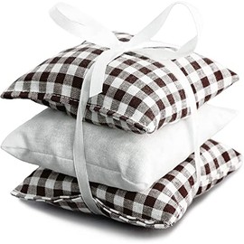 Eucalyptus Scented Pillow Herb Cushion Set of 3 9 x 9 cm Brown / White / 100% Natural