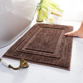 HOmatME Bathroom Rug Mat, Super Soft and Water Absorbent Microfiber Bath Rugs, Non-Slip Shaggy Bath Mats, Carpet for Tub Shower Bath Room Machine Wash Dry, 16" x 24", Brown