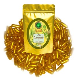 Phyto Ceramides - Natural Oryza Sativa Plant Extract (Incapsulated) - Topical Cosmetic Application, Skin Food Serum, Face Moisturizer, Nourish Skin, Improve Wrinkles - 30 Capsules