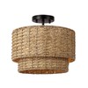 Boho Light Fixture Rattan Chandelier,13" Farmhouse Semi Flush Mount Ceiling