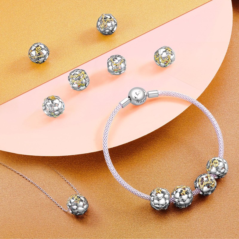 Rimgoris 925 Sterling Silver Charm for women bracelets necklace Two