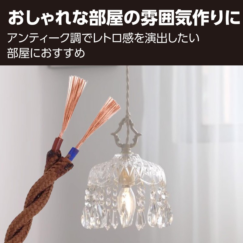 EdisonBrain 2 Core Twisted Cord Pendant Light Wiring Cord Approx