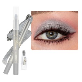 Daeuwiutr Gray Eyeshadow Stick, Highlighter Eye Liner,Eye Brightener Stick, Shimmer Creamy Eyeshadow, Waterproof Eyeshadow Pencil Long Lasting Eye Shadow Makeup.#1 smoky dark gray shimmer