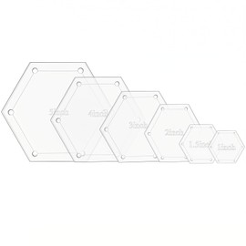 6 Pieces Hexagon Quilting Templates Set (1In,1.5In,2In,3In,4In,5In) with 1/4" Seam Allowance,Premium Acrylic Quilting Rulers and Templates for Precise DIY Sewing,Patchwork & Crafting