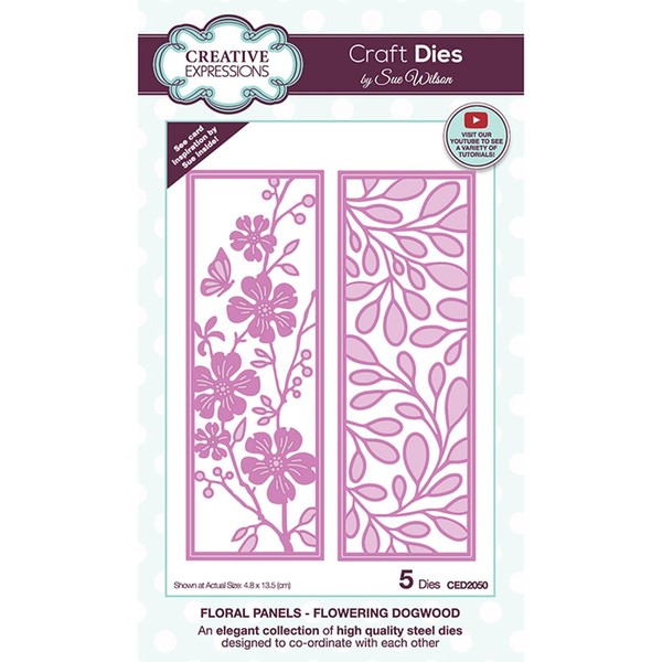 Creative Expressions Sue Wilson-Floral Panels-Dogwood-Craft Die, Metal, Size 4.8 x 13.5 cm, CED2050