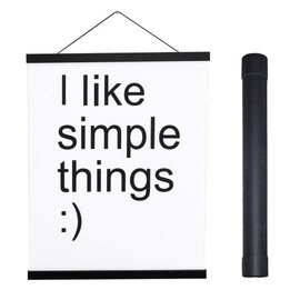 Magnetic Poster Hanger Frame, 16x24 16x22 16x20 Light Wood Wooden Magnet Canvas Artwork Print Dowel Poster Hangers Frames Hanging Kit (Black, 16")