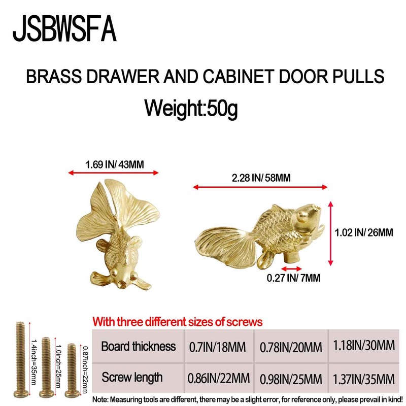 JSBWSFA 2 Pcs Goldfish Cabinet Knobs，Animal knobs Cabinets and Drawers