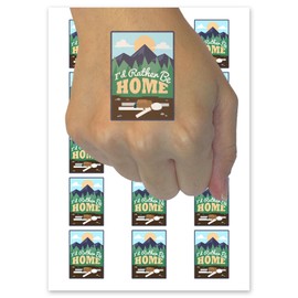 I'd Rather Be Home Hiking Nature Funny Temporary Tattoo Water Resistant Fake Body Art Set Collection - 54 1" Tattoos (1 Sheet)