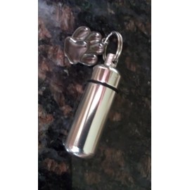 Pasco Specialty Products Pet Cremation Urn Keychain/Keepsake with Large Hematite Plated Paw - Includes Velvet Pouch & Fill Kit