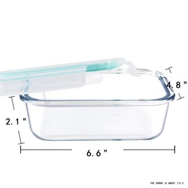 YEBODA Glass Food Storage Containers with Airtight Snap Locking Lids BPA Free Meal Prep Container Set For Home Kitchen Restaurant - Freezer, Microwave, Oven, Dishwasher Safe [23oz, 6 Pack]