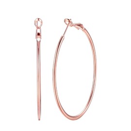 Dainty 70mm Big Large Hoop Earrings for Women Sensitive Ears Fashion Round Circle Huggie Hypoallergenic Hoops 3 Inch Fashion Minimalist Hooped for Bff Birthday Her (Rose Goldtone)