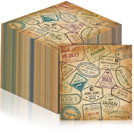 Feifeiya 60 Pcs World Travel Cocktail Paper Napkins 6.5 x 6.5 Inches Disposable Paper Napkins Dessert Beverage Napkin for Decoupage Luncheon Napkin for Theme Party Wedding Birthday Party