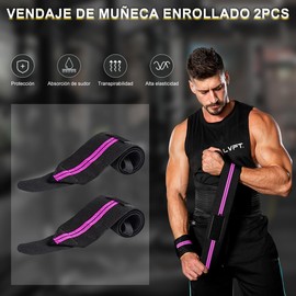 DQST Muñequeras Gym, Correas de Muñeca para Hombres y Mujeres, Aumentar a Presión, Protexe os Pulsos, Adecuado para Entrenamiento, Gimnasio, Levantamento de Peso, etc. (1 Par) (Rosa)
