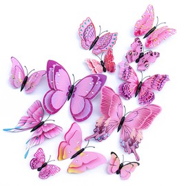 OPSEAM Butterfly Wall Decor 24/48 PCS, 3D Butterflies Stickers for Party Decorations with Magnets(Pink, 24)