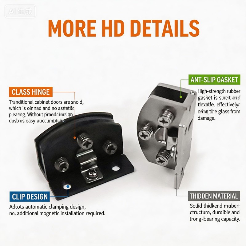 5-10mm No-Drill Glass Door Hinges,Zinc 90 Degree Heavy Duty Alloy