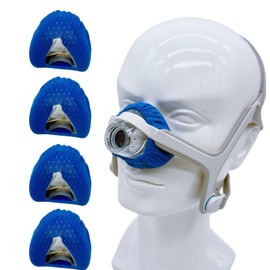sosoftwell 4 Pack N20 Nasal CPAP Mask Liners Compatible N20 Nasal Mask Cushions Silky Comfort Reducing Facial Redness and Pressure Marks for Enhanced Comfort (Blue, Medium)