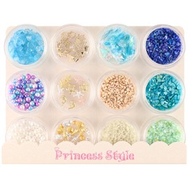 Princess-style Marine Parts, Star Sand, Nail Resin, Sea Material, Set of 12 Types