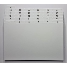 1-31 Daily Index Cards - Days of Month Record Guide - 8x5, 6x4, 5x3 Index Cards - 1 to 31 Dividers Tabs : UK (5x3)