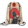 jejeloiu Japanese Samurai Drawstring Backpack 13"x15.7" Sunset Warrior Sports Gym