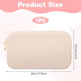 Aphumedc Portable Travel Makeup Bag, Soft Silicone Waterproof Toiletry Cosmetic Bag with Zipper Closure, Washable Makeup Brush Holder Pouch for Women Daily, Travel, Work (Khaki)
