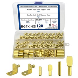 BGTXINGI 120pcs Shelf Pins Kit Nickel-Plated 4 Styles Shelf Support Pins Shelf Bracket Support Pegs Flat Spoon Pegs Cylinder Pen Holder L-shaped Holder Dowel Pins for Kitchen Cabinet Furniture