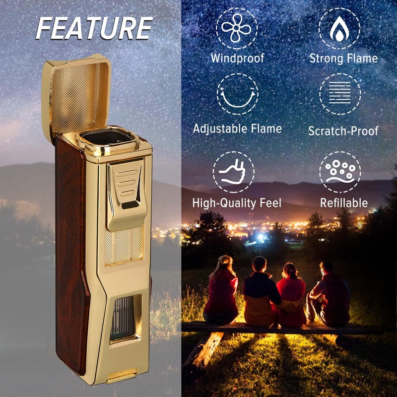 Kantion Torch Lighter, 4 Jet Flame Lighter Refillable Butane Windproof