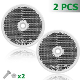AGRISHOP White Round Reflectors, Pack of 2, Screws, Diameter 60 mm, with E9 Mark, Cat's Eye for Trailer, Caravan Posts, Round Reflectors for Car, Tractor, Caravan, Lorry, RV (White/Round/2-Pack)