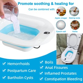 YYYSITZ Sitz Bath, Electric Sitz Bath for Hemorrhoids, Sitz Bath for Toilet Seat, Postpartum Care Basin, Sitz Baths Salts Bowl for Women Men, Sits Bath Soak Pan, Hip Bath Tub, Collapsible, Blue